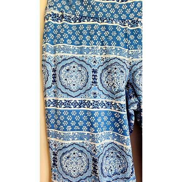 J McLaughlin Blue White Print Pull on Pants/Leggings Casual Workout Wear Sz XS - Picture 3 of 9